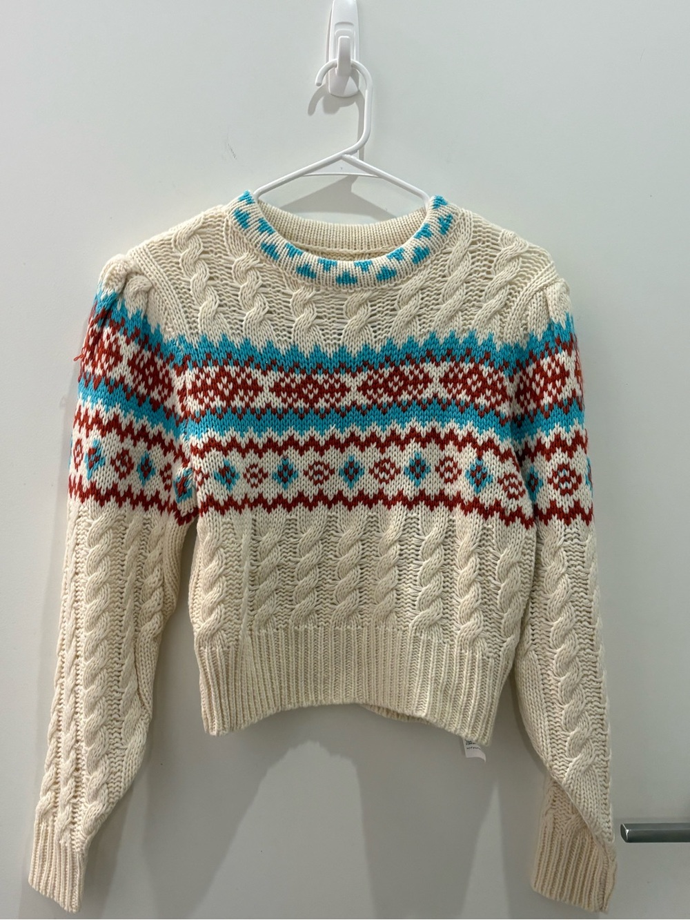 Springfield Cream Cable Knit Crewneck (M)